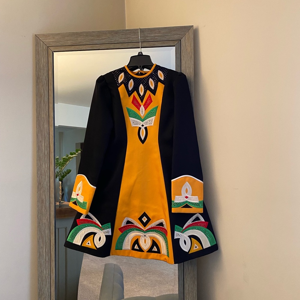 Irish Step Dance costume, custom design / hand embroidered garment, beautiful!!